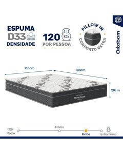 COLCHAO ESPUMA CASAL AIRTECH 100 ORTOPILLOW 138X188X28 ORTOBOM